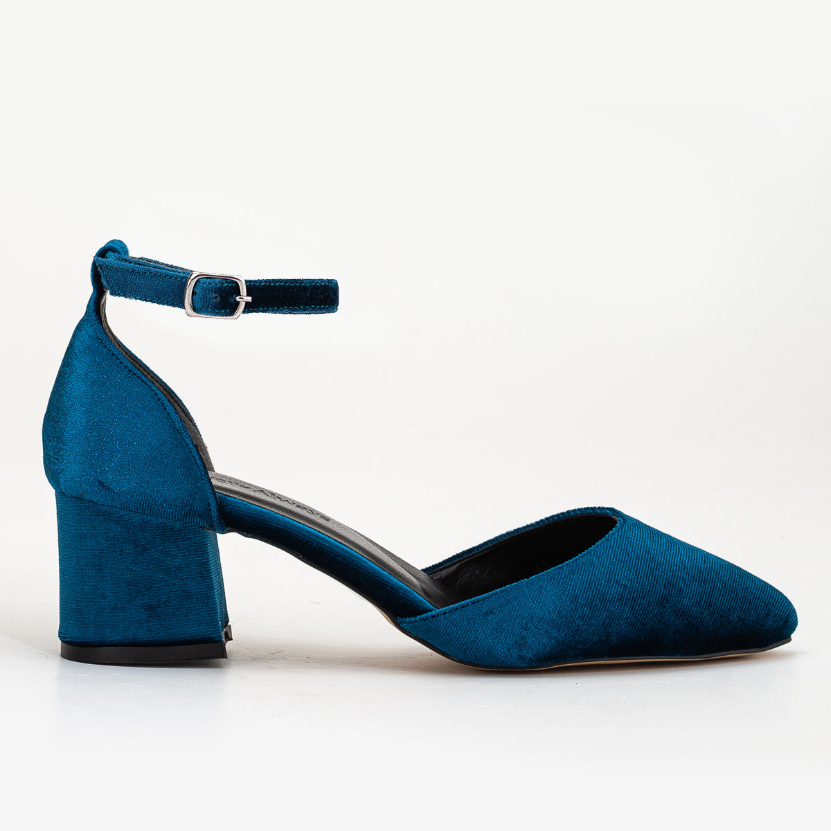 Miranda - Teal Blue Velvet Bridal Shoes with Pearls