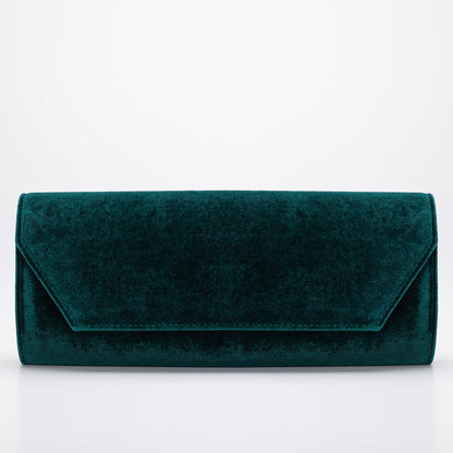 Green velvet clutch, Velvet clutch in green, Stylish green velvet purse, Chic green velvet clutch bag, Trendy green velvet handbag, Fashionable green velour clutch, Elegant green velvet evening bag, Luxurious green velvet purse, Designer green velvet clutch, Green velvet clutch for women.