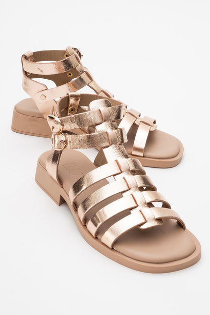 Frade - Gold Leather Sandal (Women)